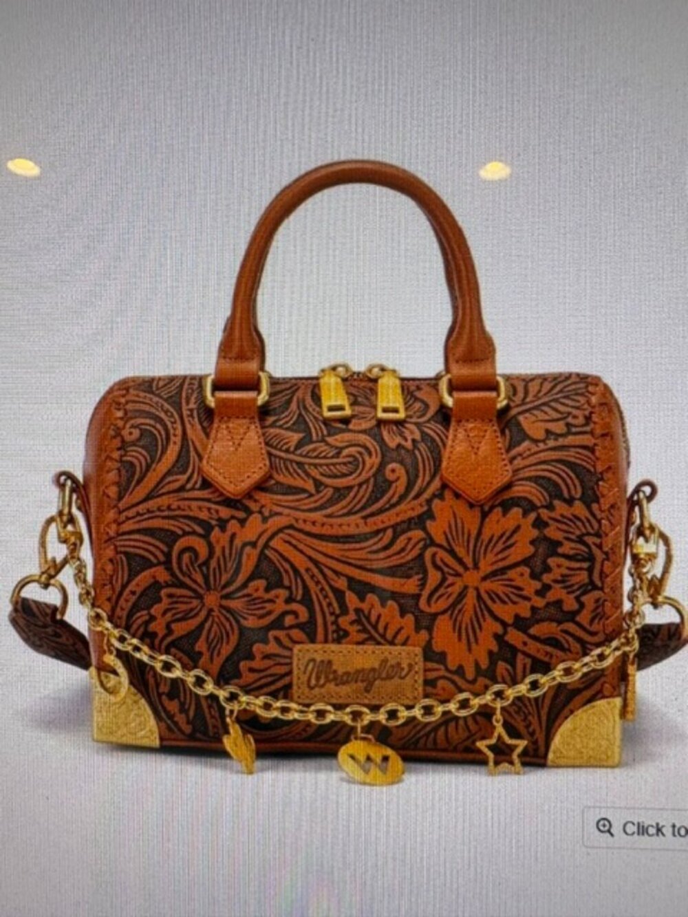 Wrangler Genuine Leather Floral Tooled Boston Stachel Crossbody Bag NWT